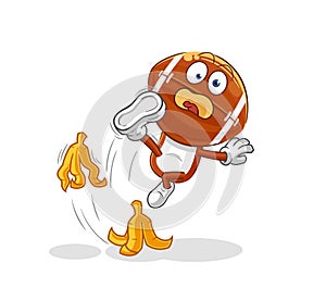 Rugby head slipped on banana. cartoon mascot vector