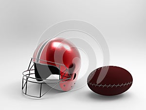 Rugby helmet and ball