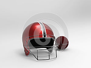 Rugby helmet and ball