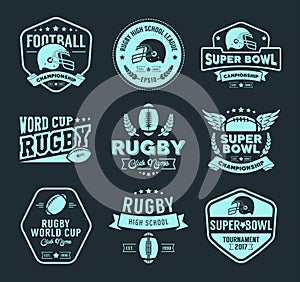 Rugby logo vector colorful set, Football badge logo template