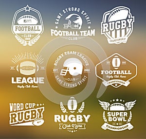 Rugby logo vector colorful set, Football badge logo template