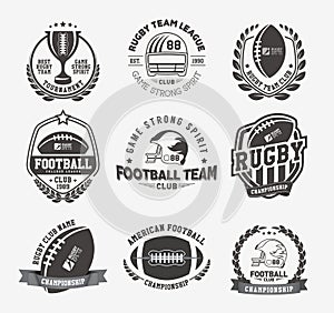 Rugby logo vector colorful set, Football badge logo template