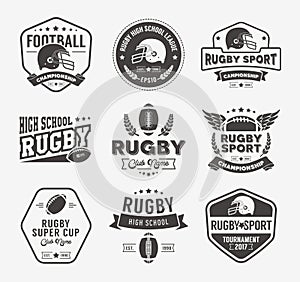 Rugby logo vector colorful set, Football badge logo template