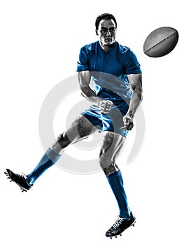 Rugby man player silhouette isolated