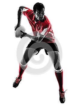 Rugby man player silhouette isolated