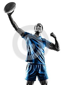 Rugby man player silhouette isolated