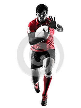 Rugby man player silhouette isolated