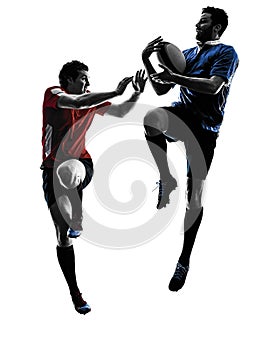 Rugby men players silhouette