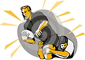 Rugby player being tackled