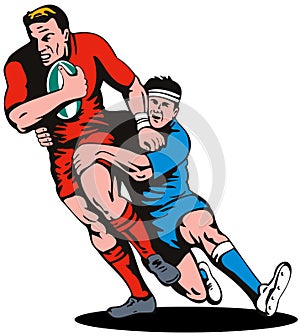 Rugby player being tackled