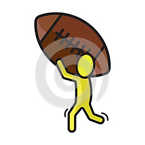 Rugby player cartoon character icon vector