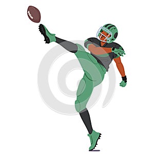 Rugby Player Character Swiftly Kicks The Ball With Precision, Employing Technique And Power To Propel It Towards