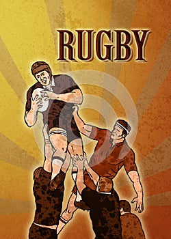 Rugby player jumping ball lineout
