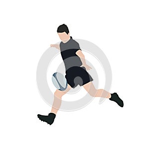 Rugby player kick ball, vector illustration