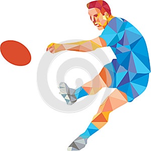 Rugby Player Kicking Ball Low Polygon