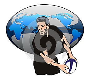Rugby player passing ball