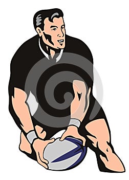 Rugby player passing ball