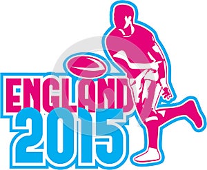 Rugby Player Passing Ball England 2015 Retro