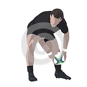 Rugby player passing ball, vector illustration