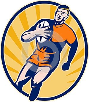 Rugby player running ball