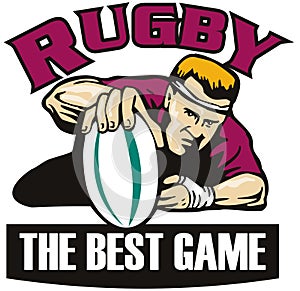 Rugby player scoring try