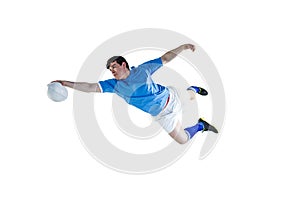 A rugby player scoring a try