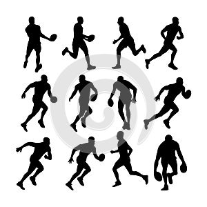 rugby player silhouettes set