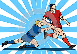 Rugby player tackling