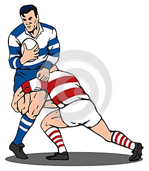 Rugby player tackling