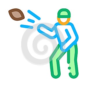 Rugby Player Throws Ball Icon Vector Outline Illustration