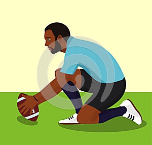 Rugby player vector illustration.