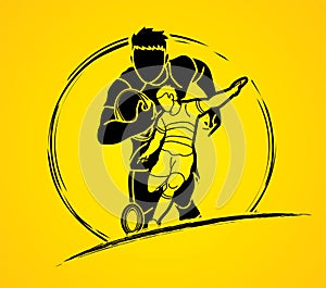 Rugby players action cartoon sport graphic