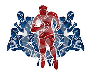 Rugby players cartoon sport graphic