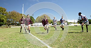Rugby players tackling during game 4k