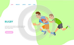 Rugby Team Playing Aggressive Sports Website Text