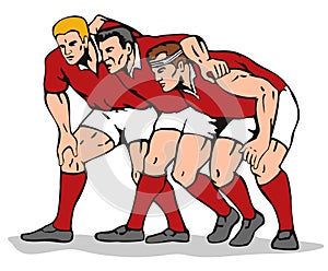 Rugby Three Player Scrum Retro