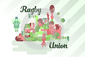 Rugby union players in a scrum