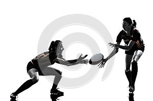 Rugby women players silhouette