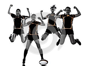 Rugby women players team silhouette