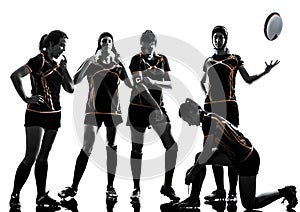 Rugby women players team silhouette