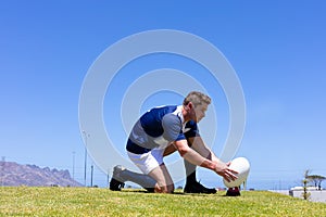 Rugbyman preparing to shoot