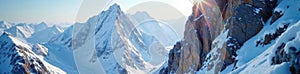 Rugged alpine boulder, snow, ice, climber s grip , alpine, boulder photo
