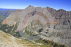 Rugged alpine landscape of the Maroon Bells and the Elk Range, Colorado, Rocky Mountains