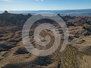 Rugged beauty of the Black Mountains in Arizona, drone image