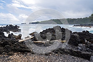 Rugged coastline along keanae peninsula