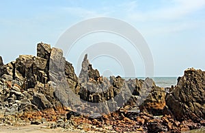 Rugged Coastline Arambol Beach in Goa India