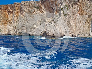 Rugged Coastline and Caves, Zakynthos Greek Island, Greece