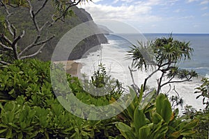 Rugged Coastline and Cliffs along the Kalalau Trail of Kauai, Hawaii