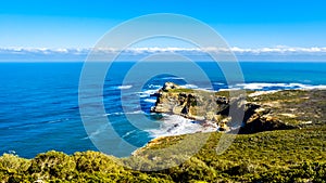 Rugged coastline and steep cliffs of Cape of Good Hope on the Atlantic Ocean