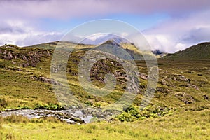 Rugged Connemara Ireland. Mountains and streams.